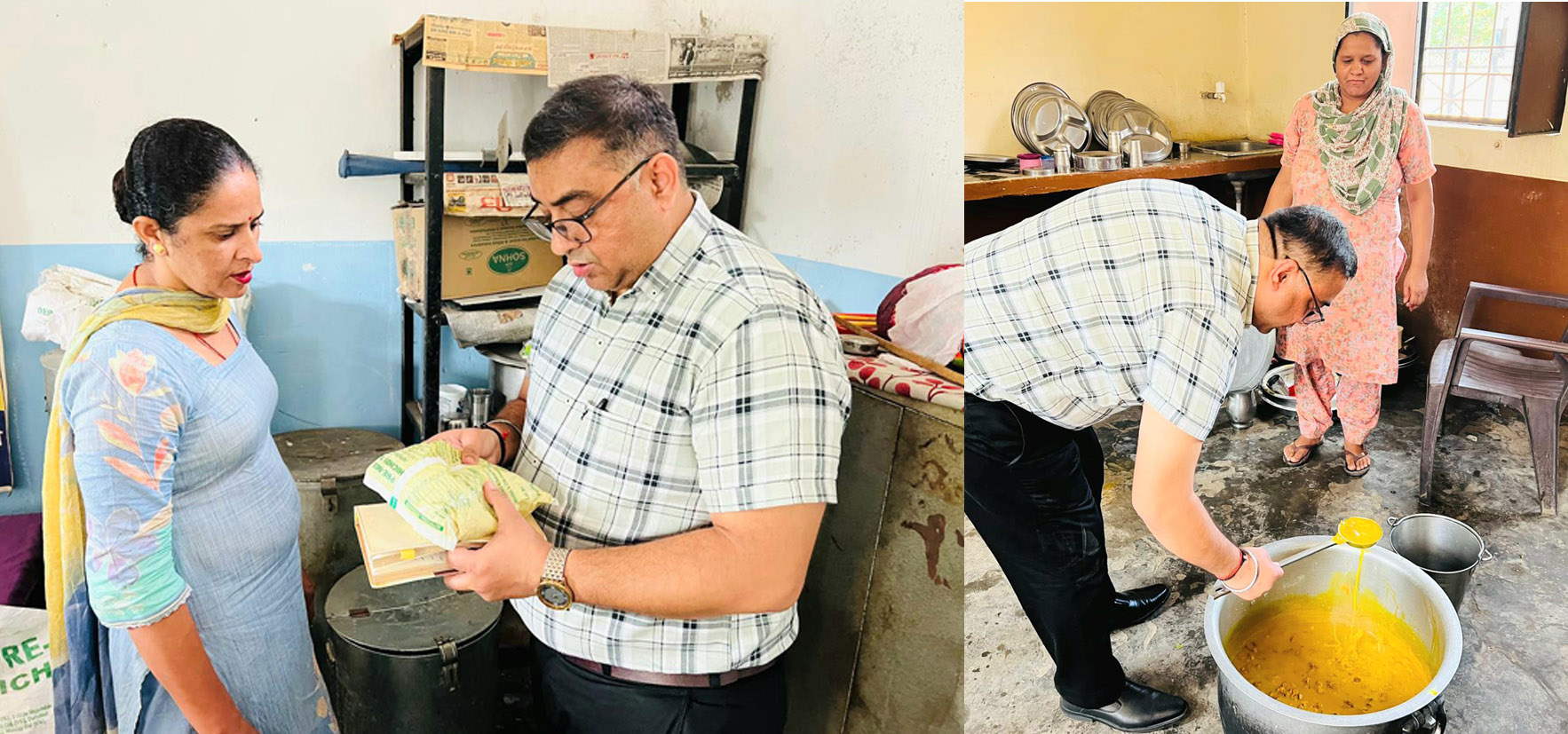 Punjab State Food Commission member Vijay Dutt made a surprise visit to various government schools and Anganwadi centers